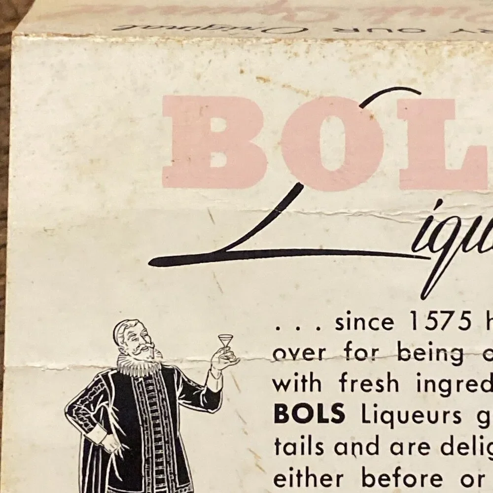 RARE Bols Liqueurs Advertising PINK SQUIRREL Folding Table Card Louisville KY